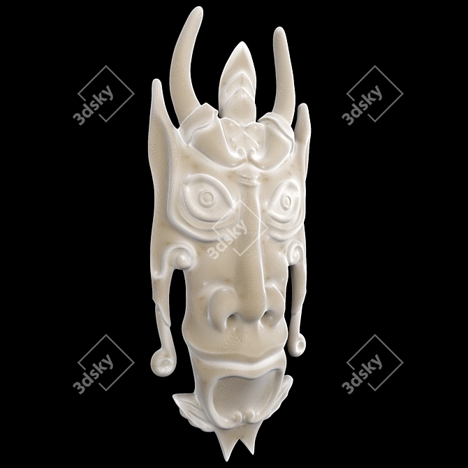 Wooden CNC Carved Totem Mask 3D model image 2