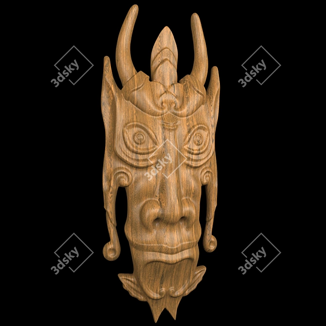 Wooden CNC Carved Totem Mask 3D model image 3