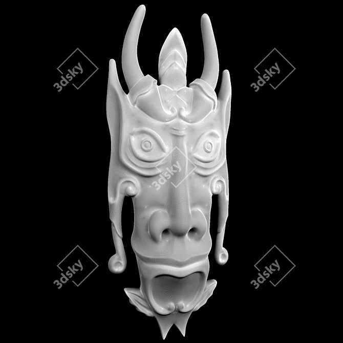 Wooden CNC Carved Totem Mask 3D model image 4