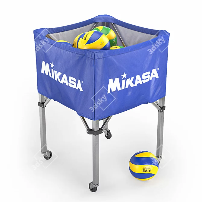 Mikasa Volleyball Cart with Balls 3D model image 2