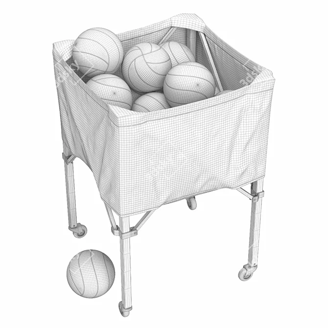 Mikasa Volleyball Cart with Balls 3D model image 5