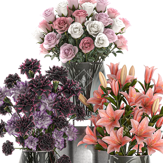 Pink Blossom Bouquet 3D model image 3