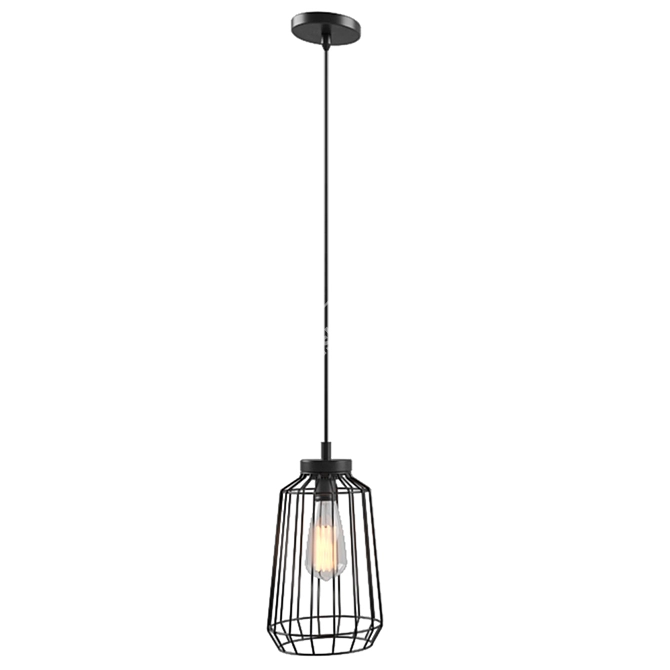 Modern Black Pendant Light 3D model image 1