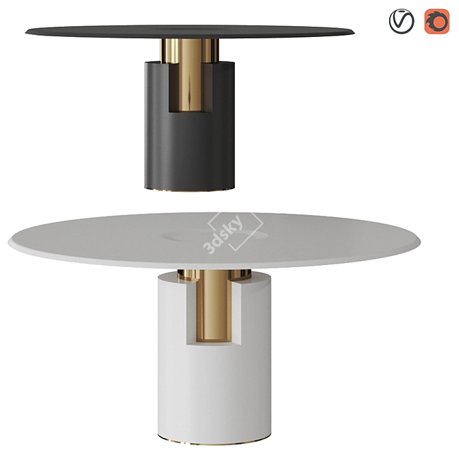 Modern Stone Round Table: Paolo Castelli ALBA 3D model image 10