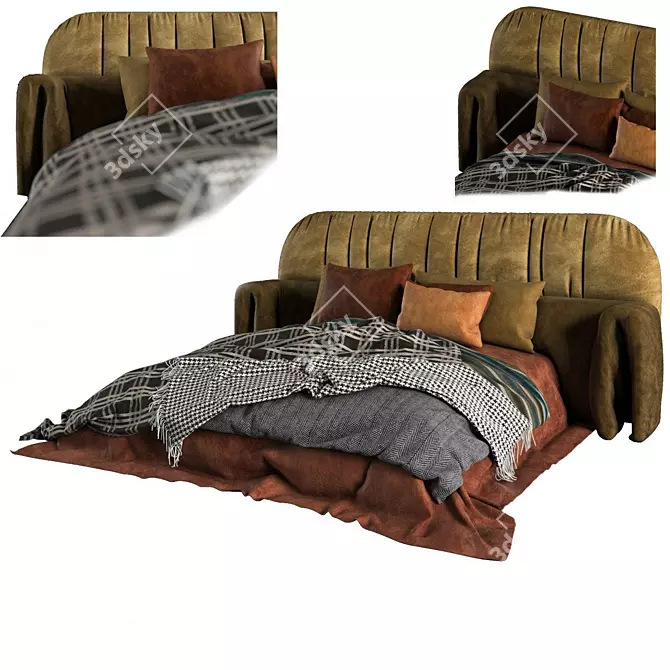 Adairs Velvet Bed: Luxurious Comfort 3D model image 1