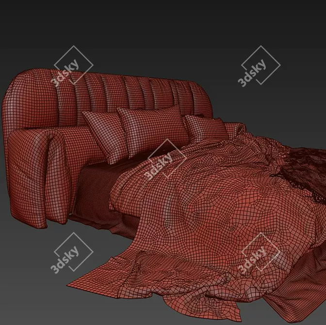 Adairs Velvet Bed: Luxurious Comfort 3D model image 4