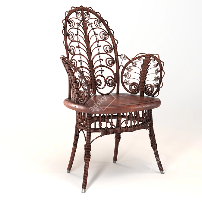 Elegant Victorian Wicker Chair 3D model image 1