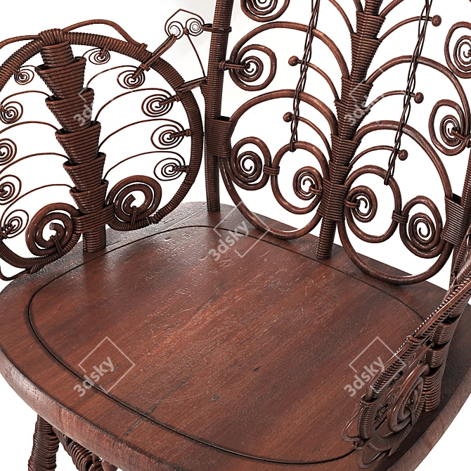 Elegant Victorian Wicker Chair 3D model image 2