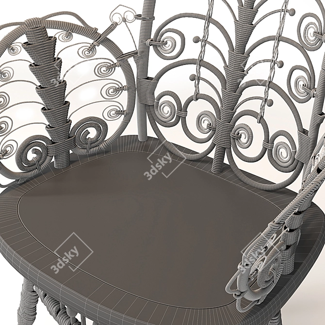 Elegant Victorian Wicker Chair 3D model image 7