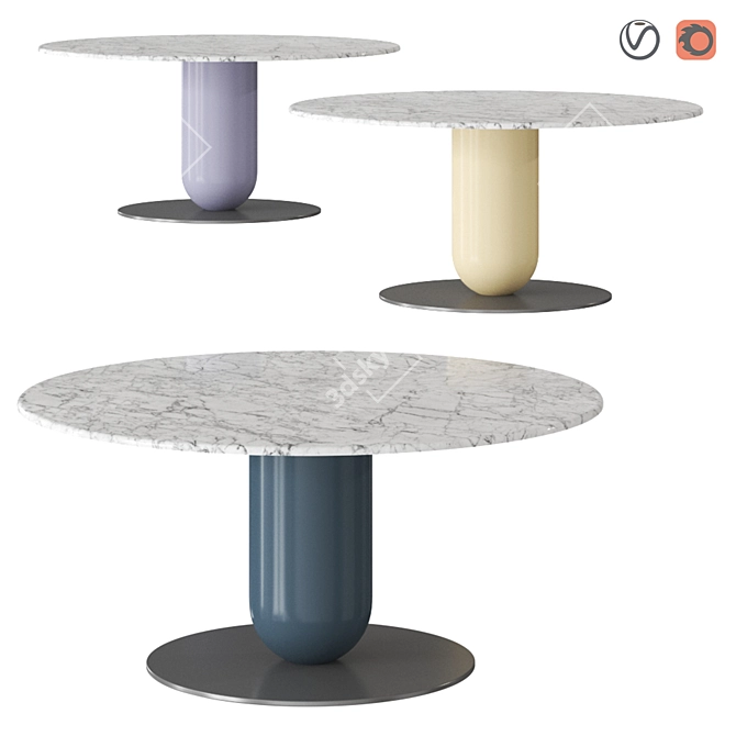 Ettore Marble Round Table 3D model image 1