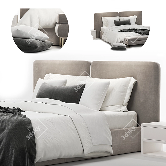 Elegant Minotti-inspired Bed 3D model image 1