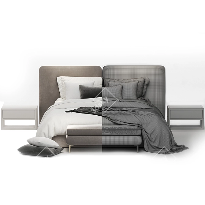 Elegant Minotti-inspired Bed 3D model image 4