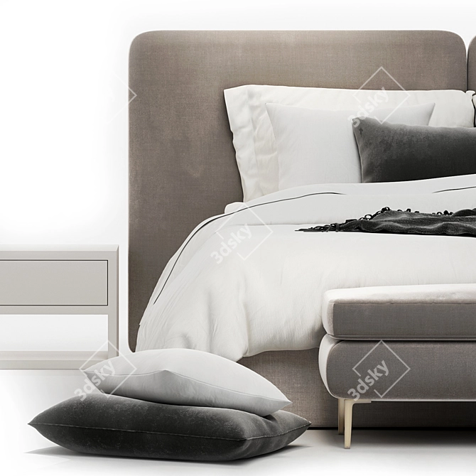 Elegant Minotti-inspired Bed 3D model image 6