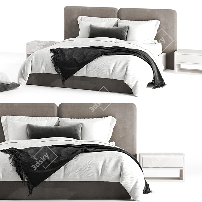 Elegant Minotti-inspired Bed 3D model image 9
