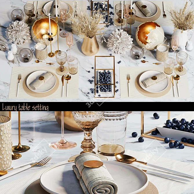 Elegant Luxury Table Setting 3D model image 1