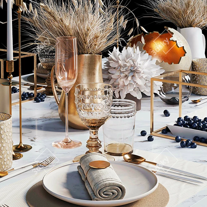 Elegant Luxury Table Setting 3D model image 2