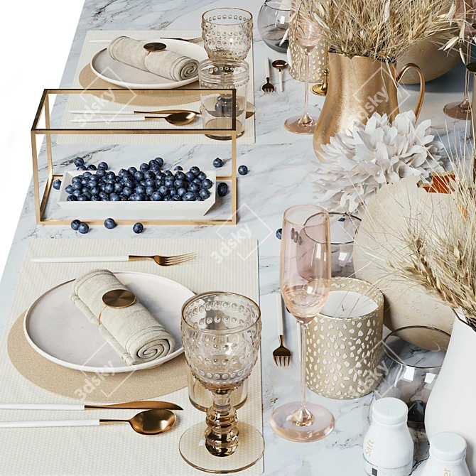 Elegant Luxury Table Setting 3D model image 3