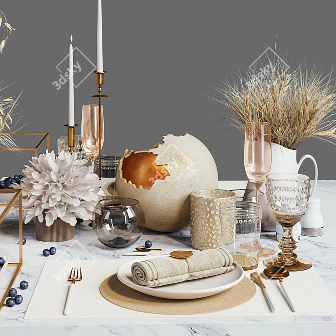 Elegant Luxury Table Setting 3D model image 4