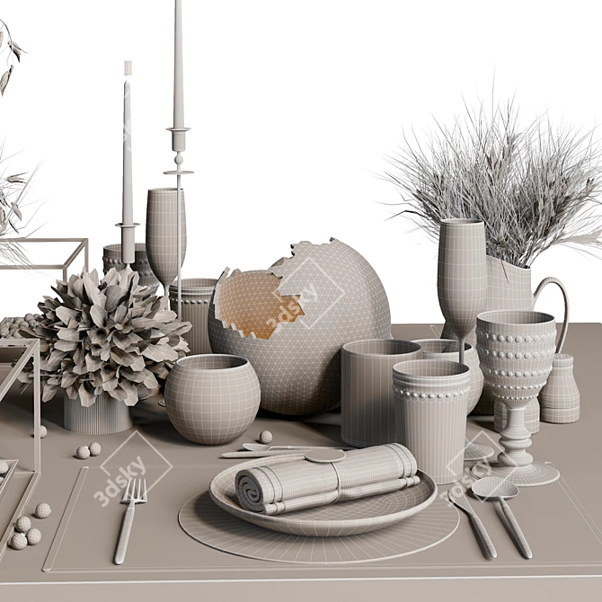 Elegant Luxury Table Setting 3D model image 5