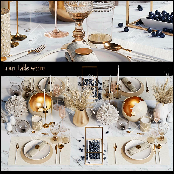 Elegant Luxury Table Setting 3D model image 6