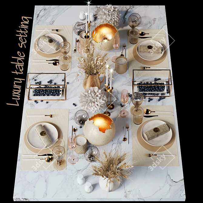 Elegant Luxury Table Setting 3D model image 7