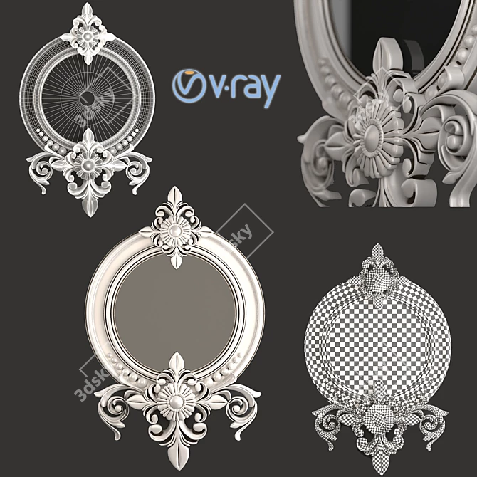 Elegant Geometric Mirror Frame 3D model image 1