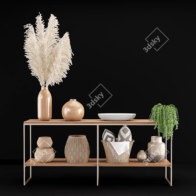 Elegant Pampas Decor Set 3D model image 7