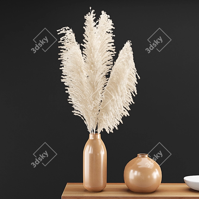 Elegant Pampas Decor Set 3D model image 8