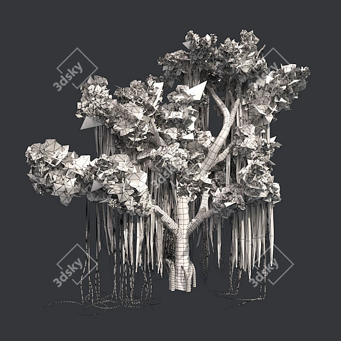 Exquisite Chinese Banyan Tree 3D model image 4