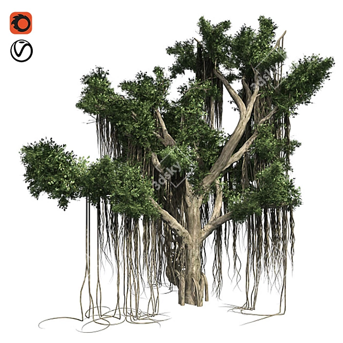 Exquisite Chinese Banyan Tree 3D model image 5