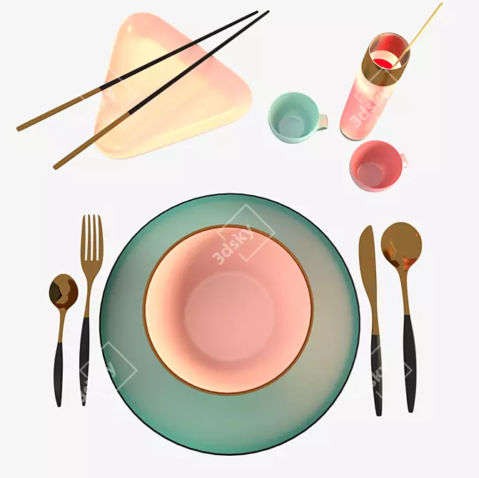 Modern Style Tableware Set 3D model image 4