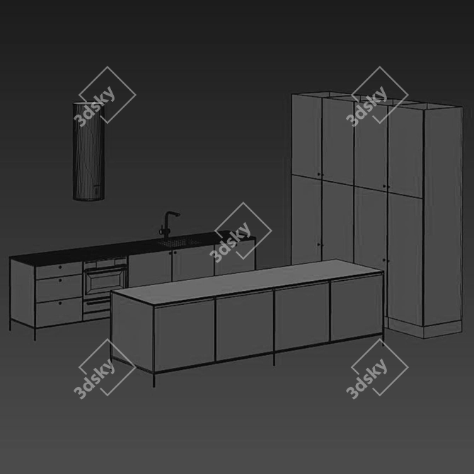 Modern Kitchen Model in 3dsmax2014 & V-ray 3D model image 4