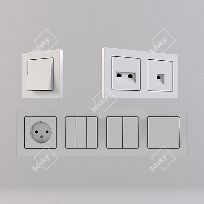 Sleek Low-Poly Wall Switch 3D model image 1