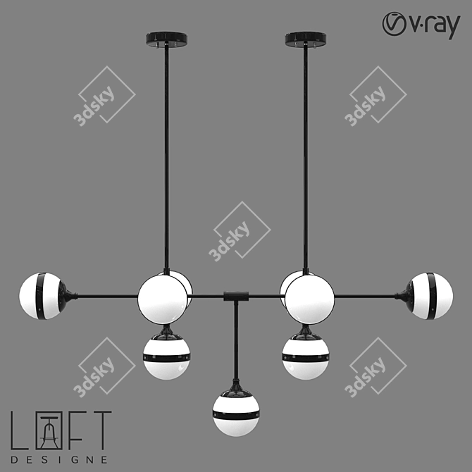 Modern Glass and Metal Pendant Lamp - LoftDesigne 7960 3D model image 1