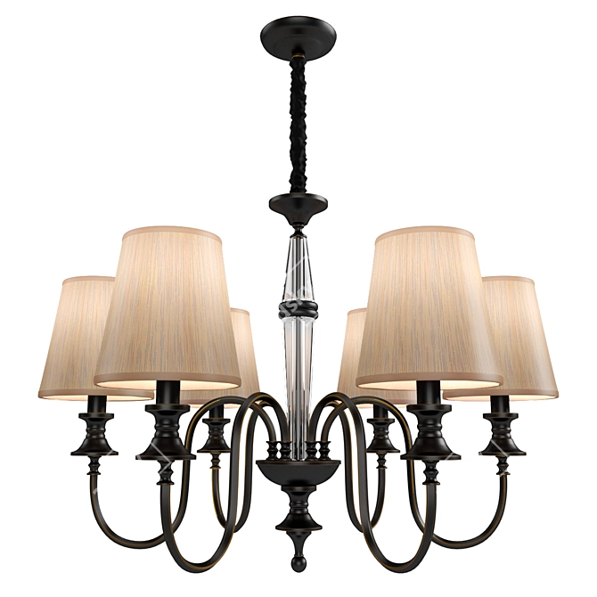 Elegant Black and Gold Chandelier 3D model image 1