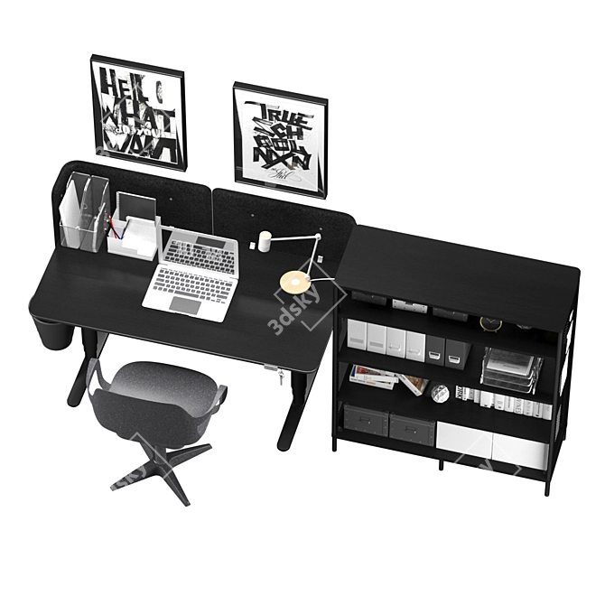 Modern IKEA Home Office Set 3D model image 4