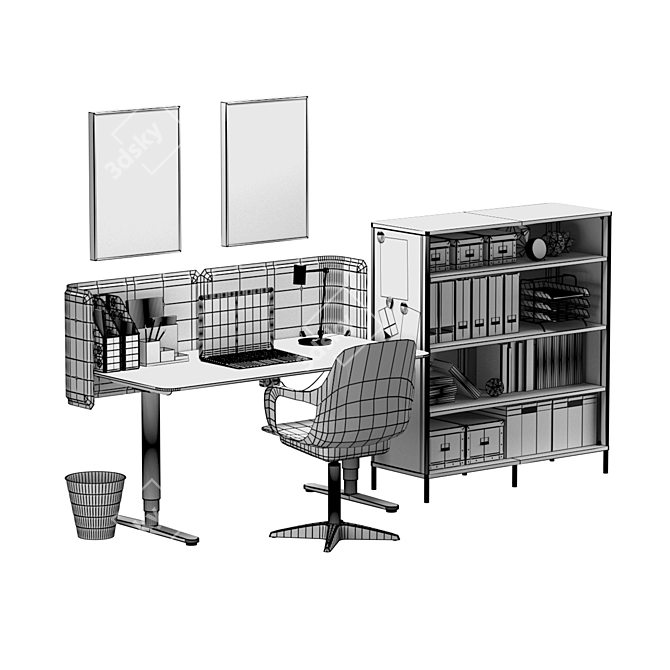 Modern IKEA Home Office Set 3D model image 5