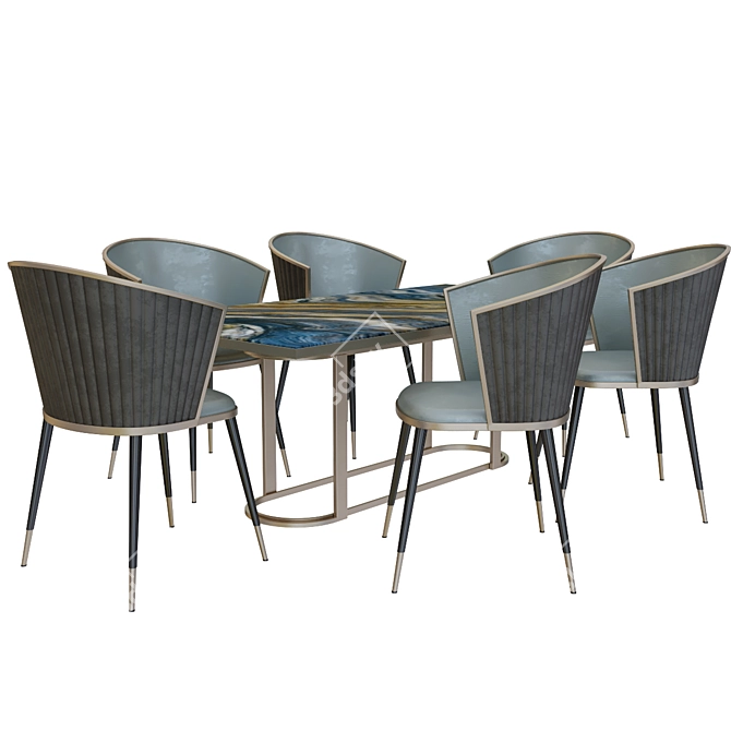 Sleek Dining Chair Set 3D model image 1