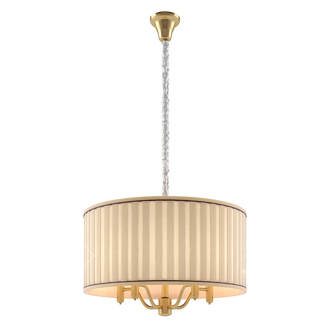 Elegant Brass Chandelier with Beige Shade 3D model image 1