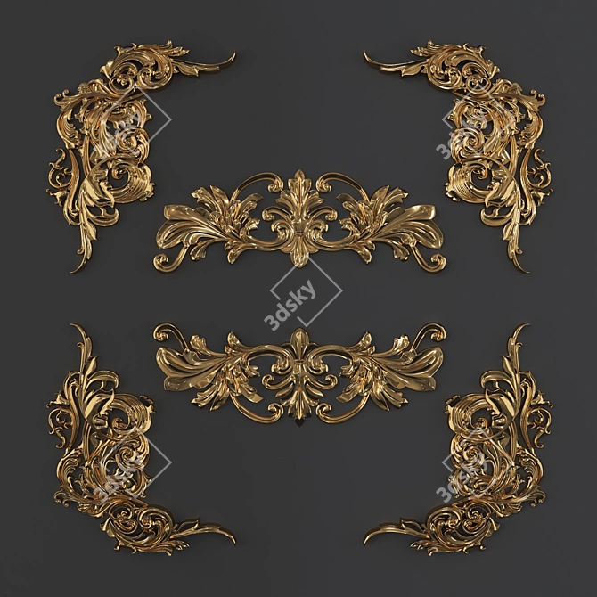 Title: Vintage Burnt Wood & Metal Ornaments 3D model image 2