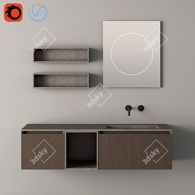 Sleek Modern Bathroom Cabinet | No. 085 3D model image 1