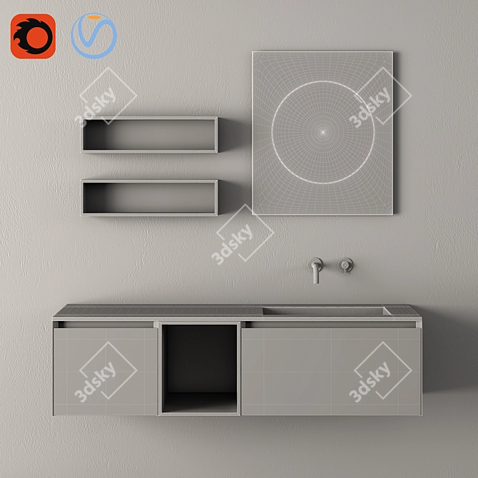 Sleek Modern Bathroom Cabinet | No. 085 3D model image 3