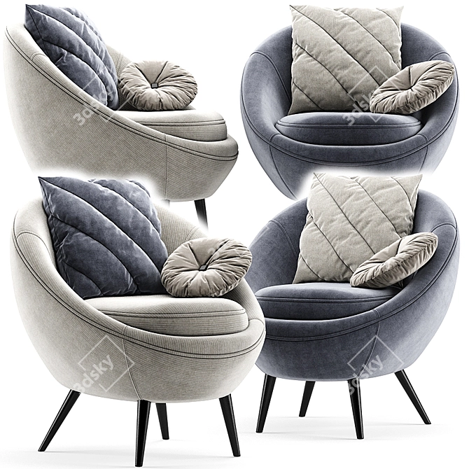 Velvet Accent Chair: Luxurious & Contemporary 3D model image 1