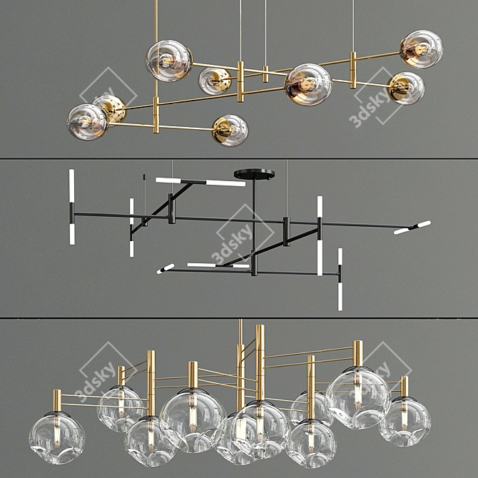 Modern Altona Temper Gap Chandeliers 3D model image 1