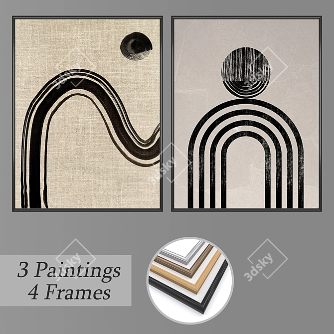 Assorted Wall Paintings Set 3D model image 1