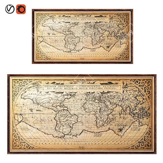 Vintage Style World Map Replica 3D model image 1