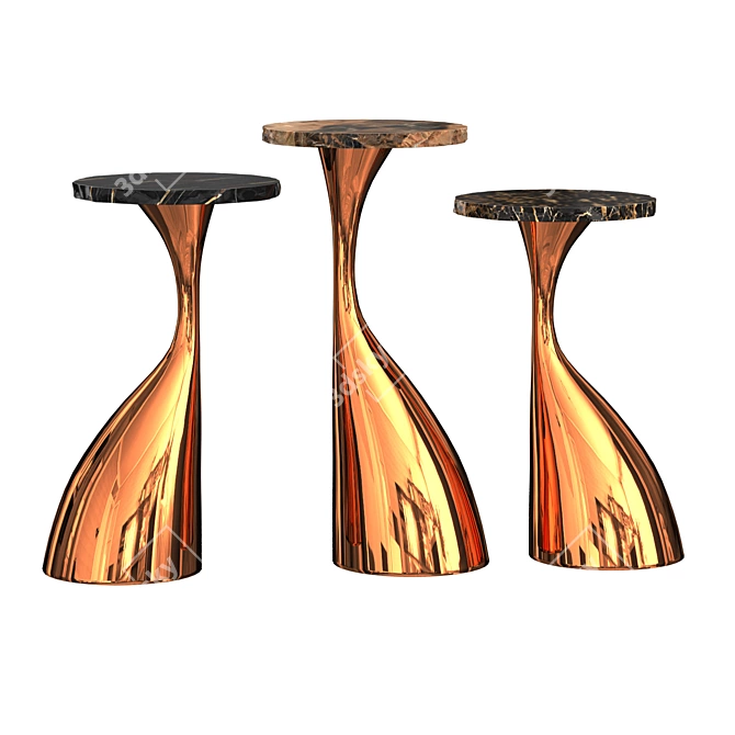 Elegant Henri Samuel Copper Tables 3D model image 4