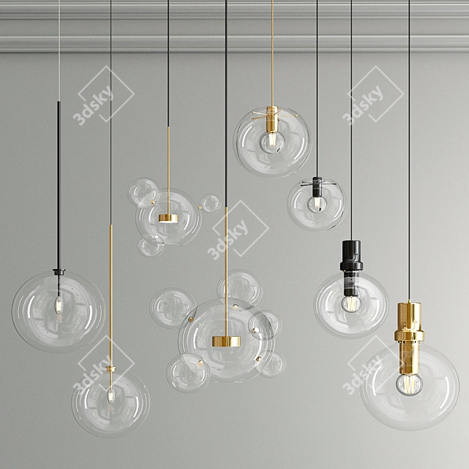 Ethereal Glass Pendant Collection 3D model image 1