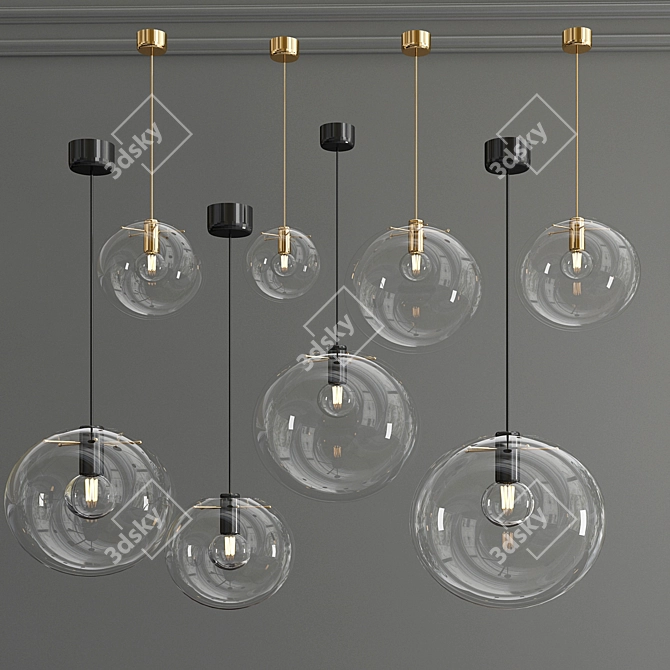 Ethereal Glass Pendant Collection 3D model image 2