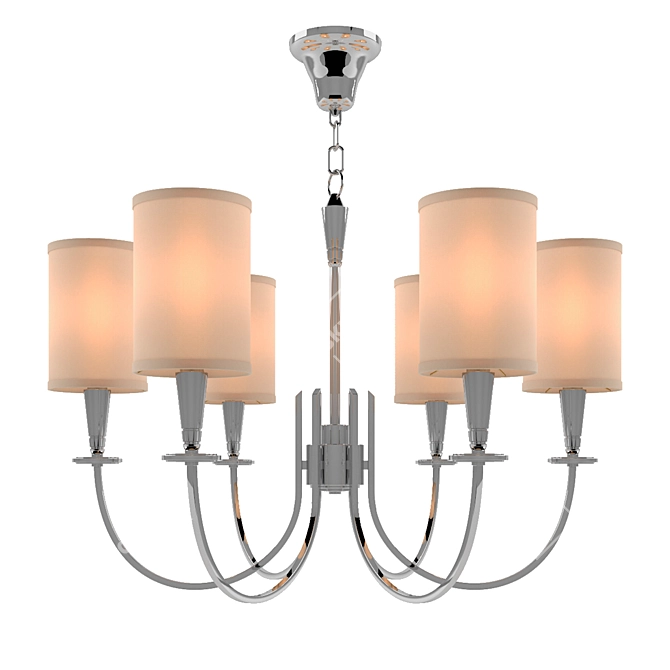 Elegant Nickel Crystal Chandelier 3D model image 1